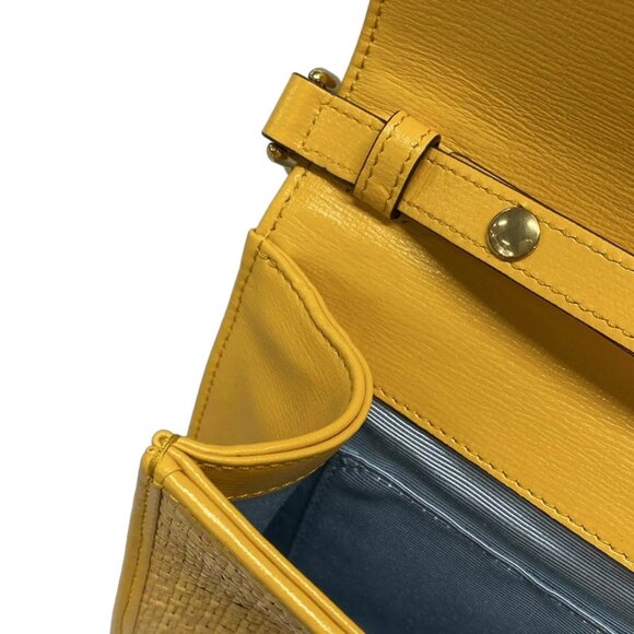 GUCCI Horsebit Yellow Black Straw Leather - Shoulder Bag 916-081525 - Picture 10 of 14